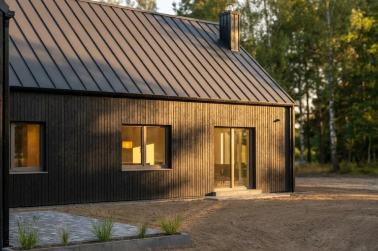 czarna parterówka z prefabrykatów